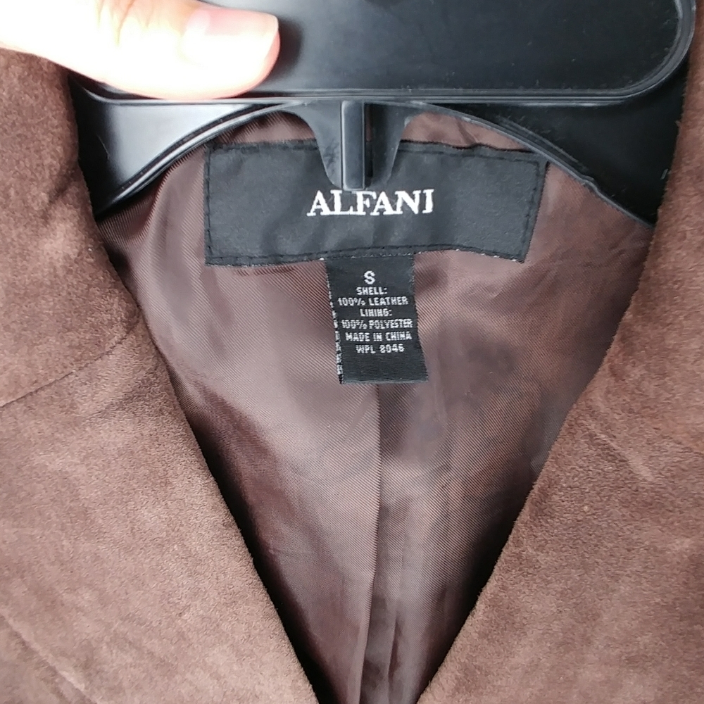 Alfani Chocolate Brown Suede Leather Jacket Size S - Picture 3 of 7